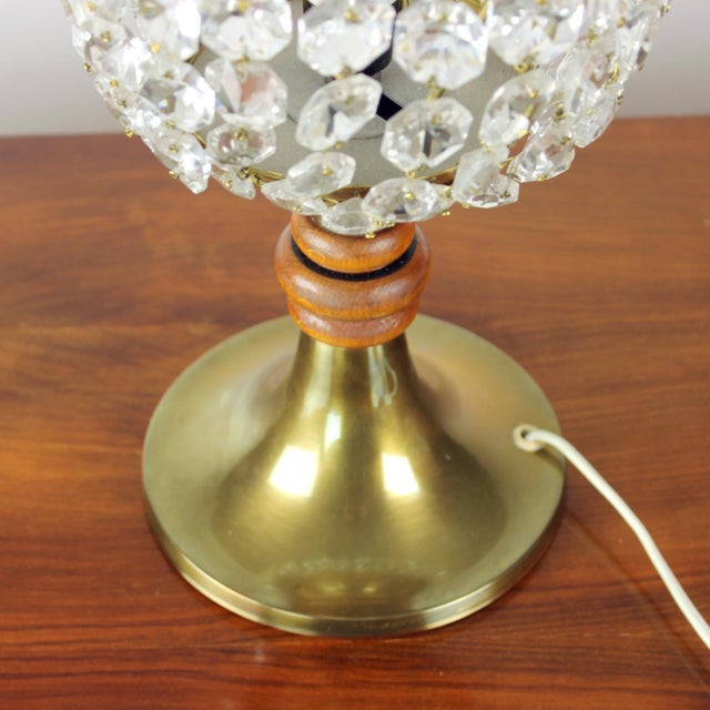 Brass & Crystal Table Lamp from Osvetľovacie Sklo, Czechoslovakia, 1970s For Sale - Image 9 of 11