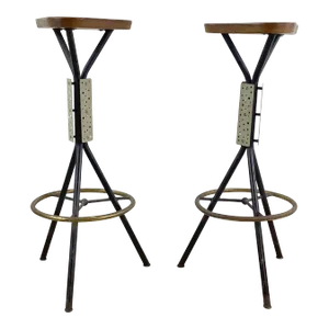 Pair Industrial Modern Barstools