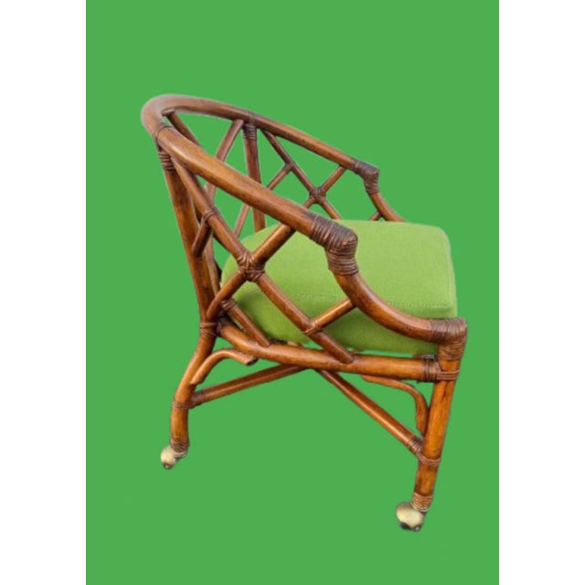 Mid 20th Century Henry Link Bamboo & Rattan Chippendale Style Accent Chairs -Set of 4 For Sale - Image 5 of 11