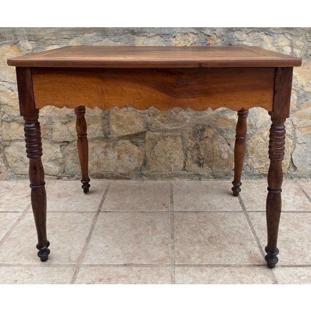 French Provincial Late 19th Century Provincial Farmhouse Table in Solid Walnut For Sale - Image 3 of 6