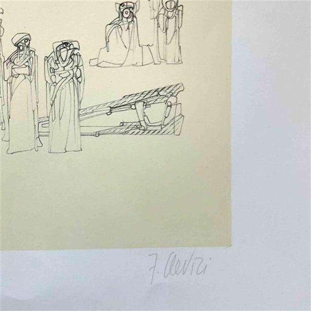 Modern Fabrizio Clerici, Gestural Composition, Lithograph, 1970s For Sale - Image 3 of 6