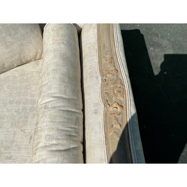 19th-C. French Painted Daybed / Sofa in New Linen W/ Gustavian Swedish Styling For Sale - Image 10 of 13