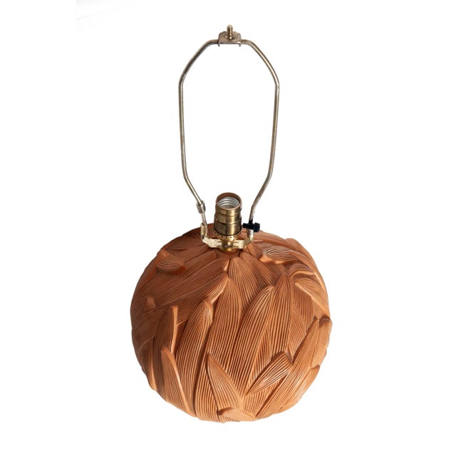 1970s 1970's Terracotta Globe Lamp With Leaf Motif For Sale - Image 5 of 9