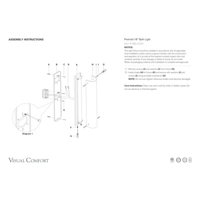 2020s Barbara Barry for Visual Comfort Signature Penhold 18" Bath Light in Polished Nickel with White Glass For Sale - Image 5 of 5
