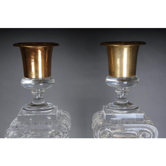 Hollywood Regency Gilt Acrylic Goblet Vase For Sale - Image 10 of 11