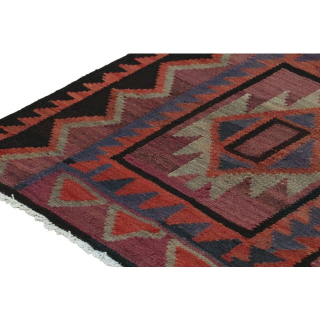 1950s Vintage Shahsavan Persian Kilim in Purple With Geometric Patterns by Rug & Kilim For Sale - Image 5 of 8