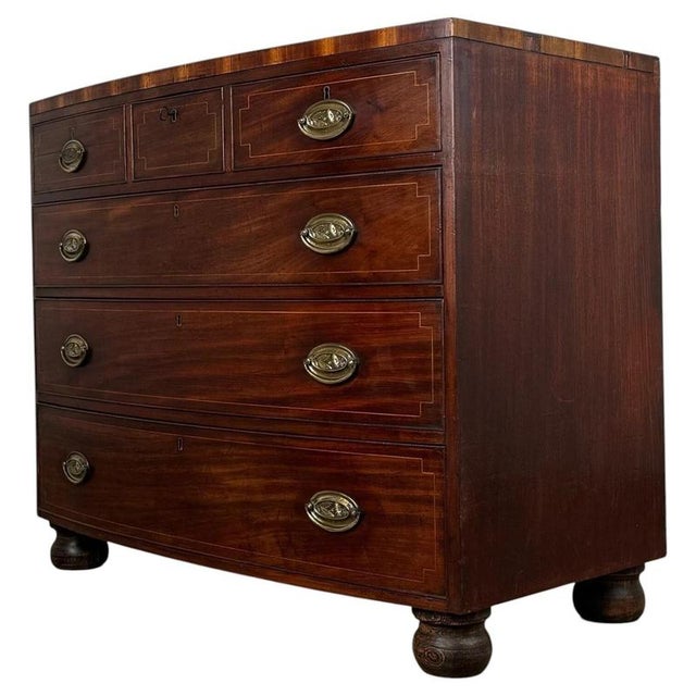 Antique Mahogany Bow Front Chest of Drawers, 1700s For Sale - Image 10 of 12