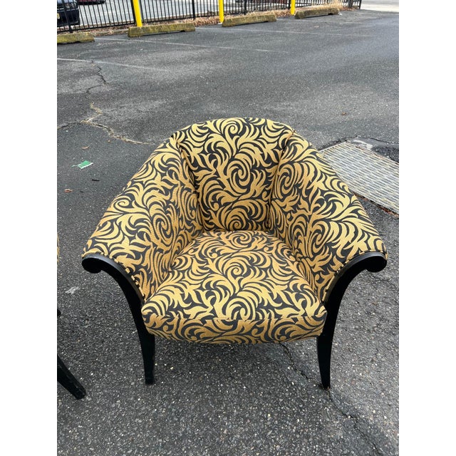 Pair of Vintage Upholstered Barrel Club Chairs For Sale - Image 4 of 7