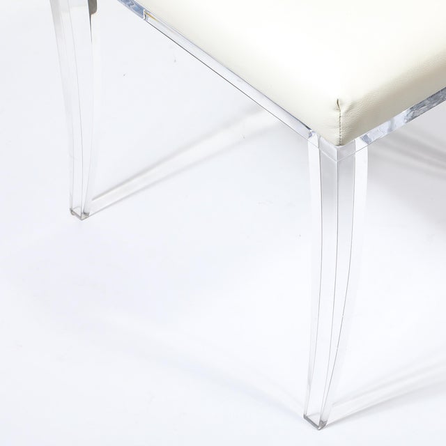 Mid-Century Modernist Klismos Lucite Chair W/ White Leather Upholstery For Sale - Image 11 of 11