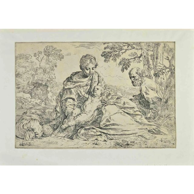 Simome Cantarini, Rest on the Flight Into Egypt, Etching, 1640s For Sale