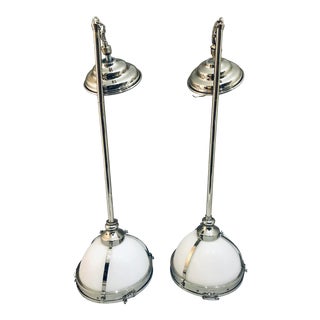 Contemporary Pendant Chrome Lights - a Pair For Sale