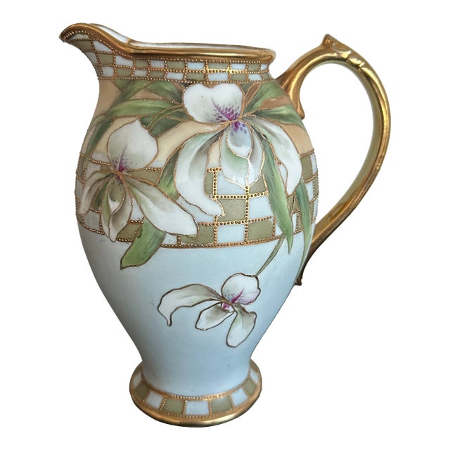1910s Nippon Morimura Pitcher, Hand Painted Antique For Sale
