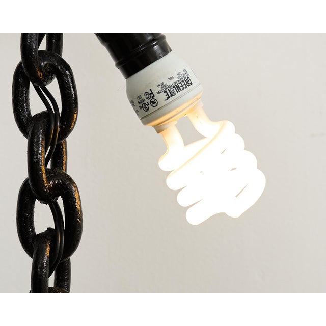 French Industrial Brutalist Iron Chain Link Floor Lamp For Sale - Image 10 of 12