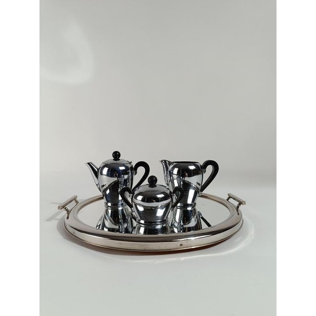 Art Deco Mirrored Round Tray in Chromed Metal, Italy, 1930s For Sale - Image 4 of 18