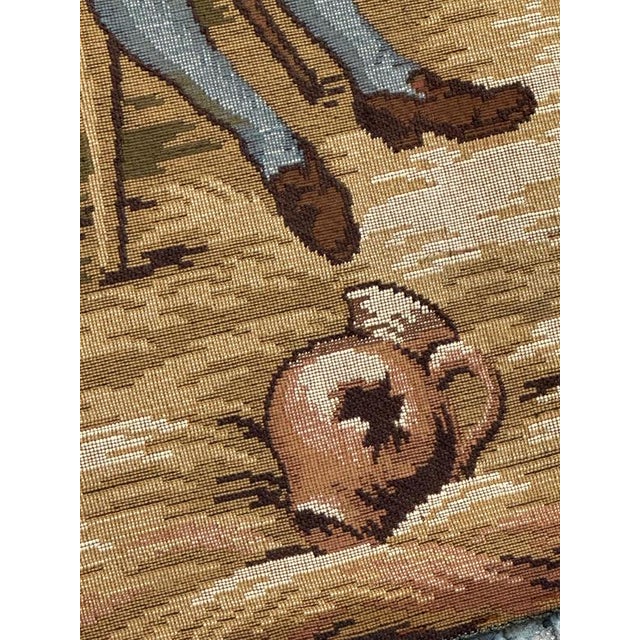 Antique French Jacquard Tapestry with Village Motif in the style of Aubusson, 1970s For Sale - Image 16 of 18