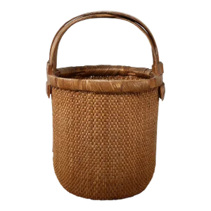 Mid-Century Vintage Natural Wood Willow Basket