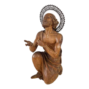 Lg Museum Quality European Hand Carved Wood 18th C Santos St Geronimo 27" H