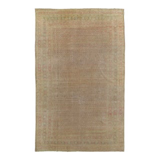 Antique Tabriz Carpet Handmade Persian Rug in Floral Gold Light Blue Coral Taupe For Sale