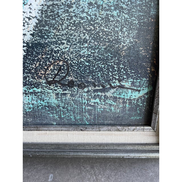 Mid Century Original Figural Painting Signed Framed Canvas Abstract Expressionism For Sale - Image 4 of 10