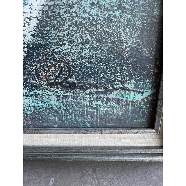 Vintage Signed Roane Original Figural Painting Framed Canvas Abstract Expressionism For Sale - Image 4 of 10