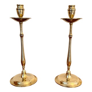 Antique Brass Candlesticks, 1900, Set of 2 For Sale