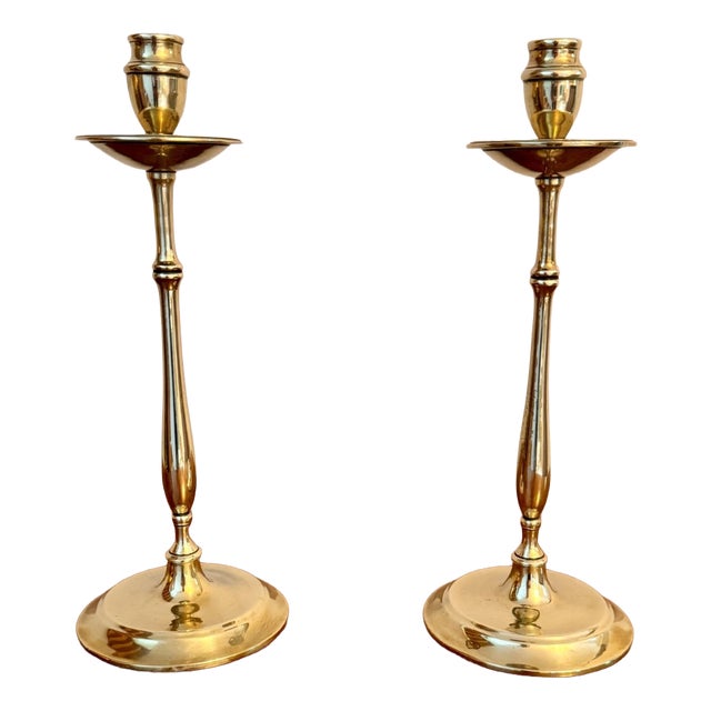 Antique Brass Candlesticks, 1900, Set of 2 For Sale