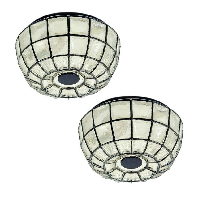 Mid-Century Modern Glass Flush Mount from Limburg, Germany, 1970s For Sale - Image 10 of 10