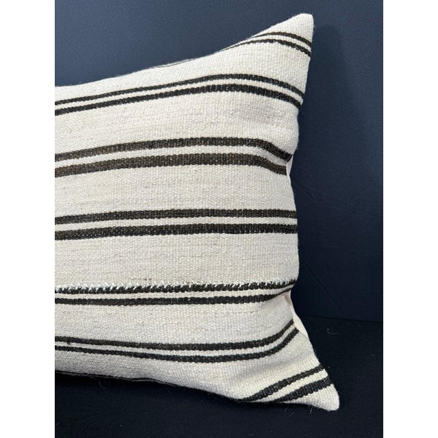 Contemporary Turkish Hemp Pillow Cushion Natural Beige Black Cushion Cover 20x20 For Sale - Image 3 of 4