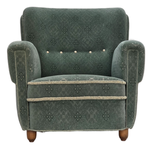 Vintage Danish Lounge Chair in Light Green Furniture Wool, 1960s