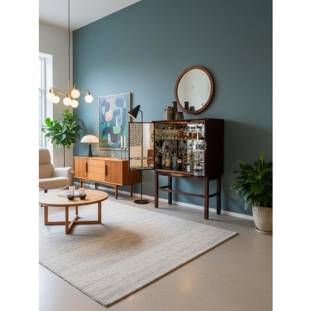Danish Bar Cabinet in Santos Rosewood with Mirror Interior and Lighting, 1960s For Sale - Image 9 of 18