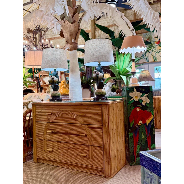 Sculptural Parrot Table Lamps With New Linen Shades - a Pair For Sale - Image 12 of 12