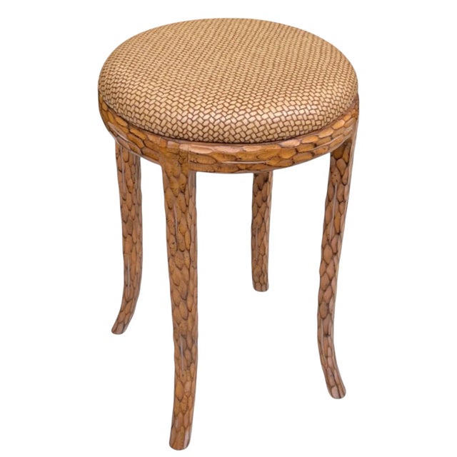 Traditional 20th Century Regency Style Carved Faux Bois Stool For Sale - Image 3 of 9
