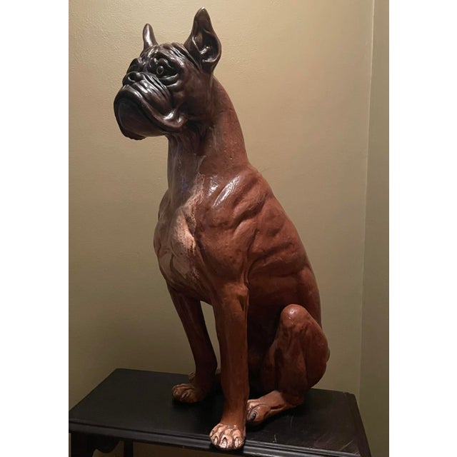 Plastic 1970’s Large Scale Molded Resin Boxer Dog Statue / Sculpture Style Marwal Industries For Sale - Image 7 of 12