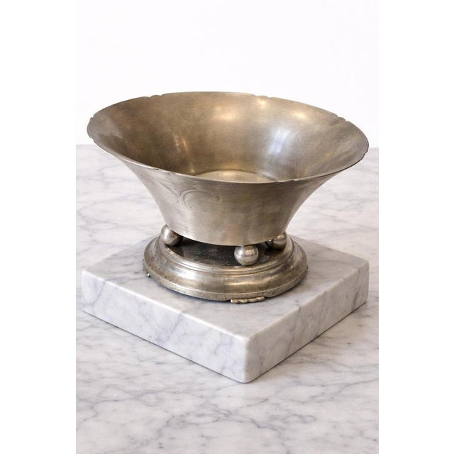 1920s Swedish Modern Art Deco Pewter Centerpiece Bowl by Bröderna Edlund, 1929 For Sale - Image 5 of 9