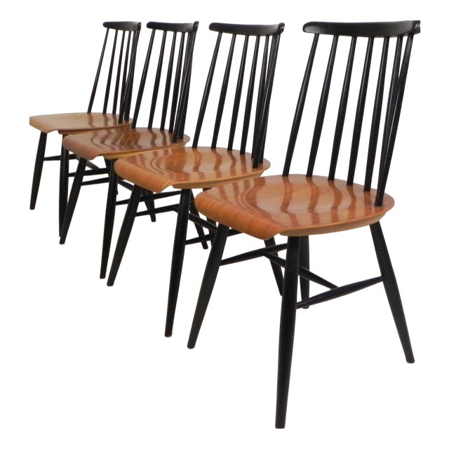 Vintage Model Fanett Spindle Chairs from Tapiavaara, 1960s, Set of 4 For Sale