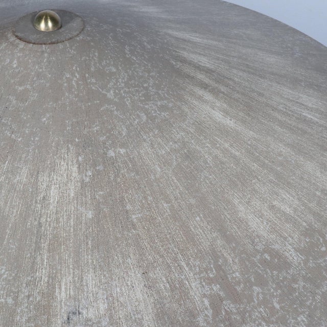 1990s Neoclassical Modern Micheal Taylor Travertine Cast Iron and Brass Sculptural Lamp For Sale - Image 10 of 11