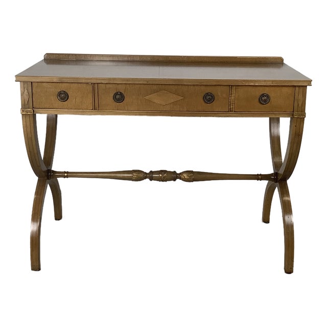 Vintage Regency Style Console Table, Writing Desk or Vanity With Curule Base For Sale