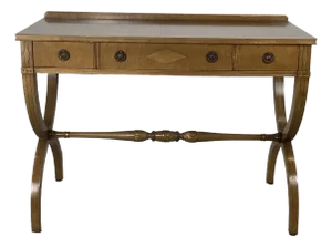 Vintage Regency Style Console Table, Writing Desk or Vanity With Curule Base