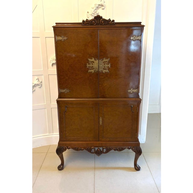 1920s Vintage Burr Walnut Cocktail Drinks Cabinet, 1920 For Sale - Image 5 of 17