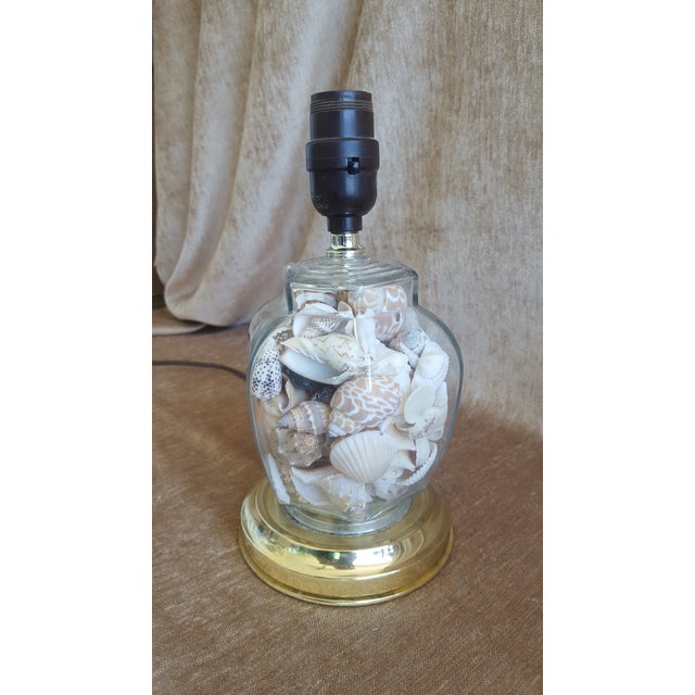 Vintage Seashell Filled Glass Ginger Jar Table Lamp With ...