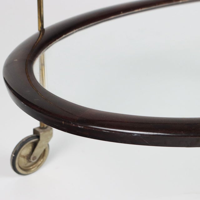 Brown Vintage Woode & Glass Trolley, 1950s For Sale - Image 8 of 10