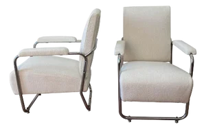 English Tubular Chrome Lounge Armchairs from PEL, 1930s, Set of 2