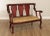 High Quality Vintage Carved Mahogany Framed Slat Back Settee with Custom Upholstery