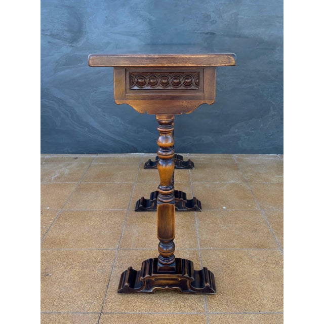 Spanish Carved Wood Console Table With Two Drawers Signed by Valenti For Sale - Image 14 of 16