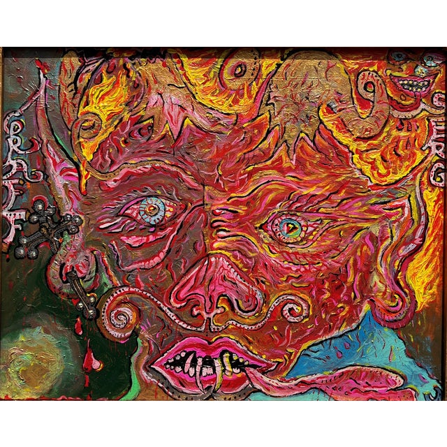 Abstract Original Abstract Painting on Canvas by Serg Graff, "Apocalypse" Coa, Framed For Sale - Image 3 of 15