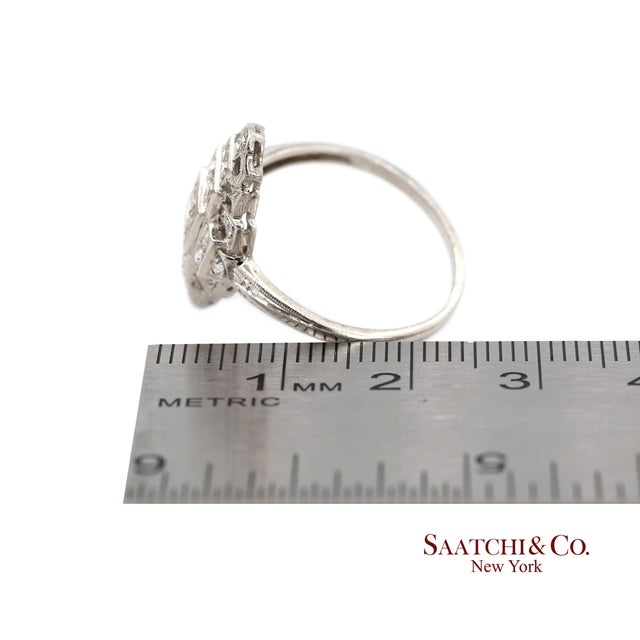 Vintage Platinum (950) Natural Diamond Old Cut Ring, Size 8 For Sale - Image 11 of 13