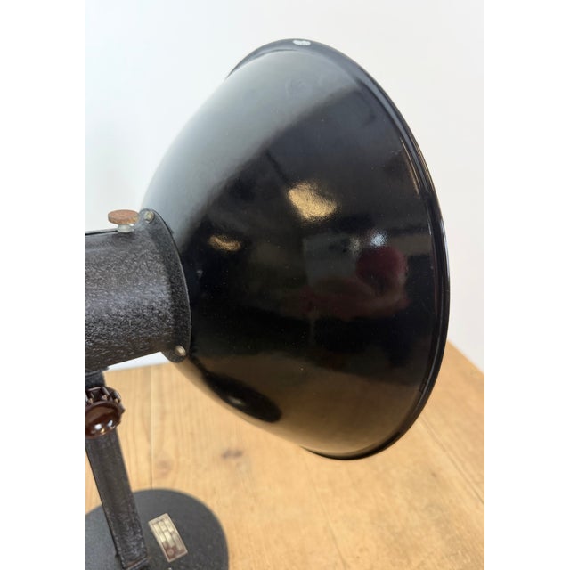 Vintage Industrial Black Enamel Table Lamp from EB, 1950s For Sale - Image 12 of 17