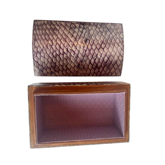Hollywood Regency Faux Reptile Covered Box on Ball Feet For Sale - Image 4 of 6