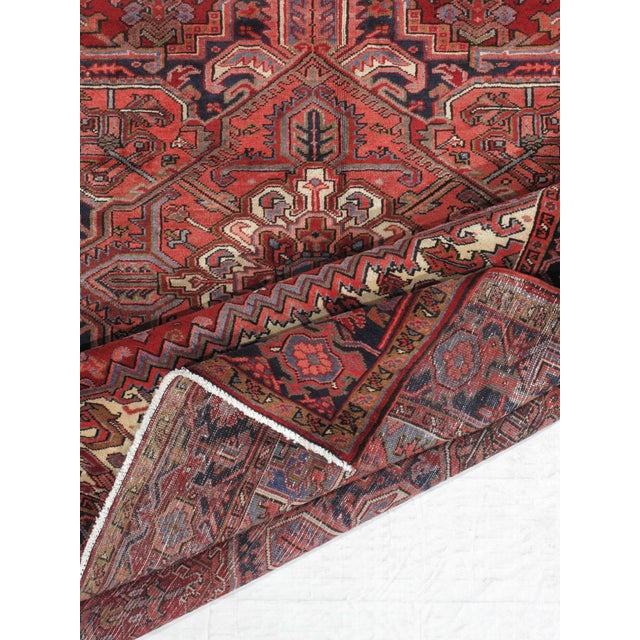 Vintage Hand-Knotted Persian Heriz Rug 8'6" X 11'9" For Sale In Washington DC - Image 6 of 6