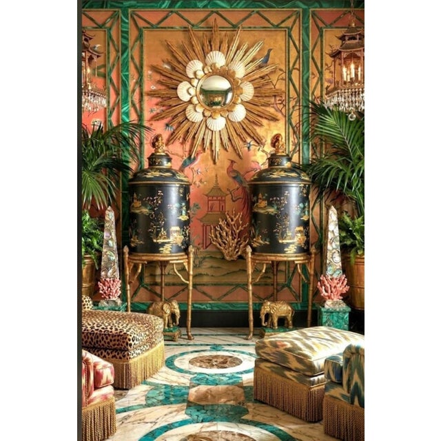1980s Monumental Chinoiserie Hollywood Regency Handpainted Tea Caddy Shaped Faux Bamboo Dry Bar Storage Cabinets- A Pair For Sale - Image 14 of 16